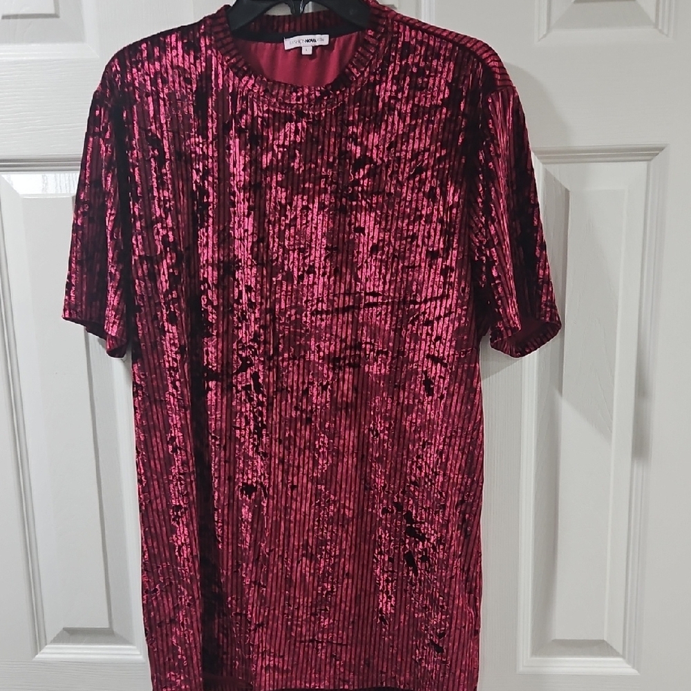 Fashion Nova Men's NOVA MEN Burgundy and Black Striped Top